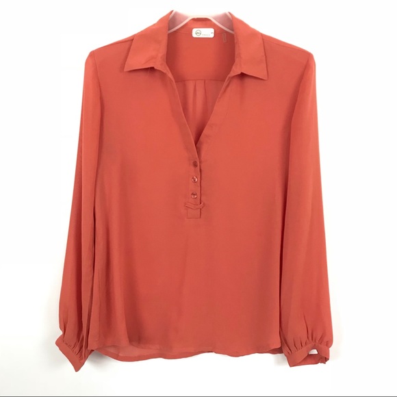 Ag Adriano Goldschmied Tops - AG Adriano Goldschmied Orange Popover Blouse